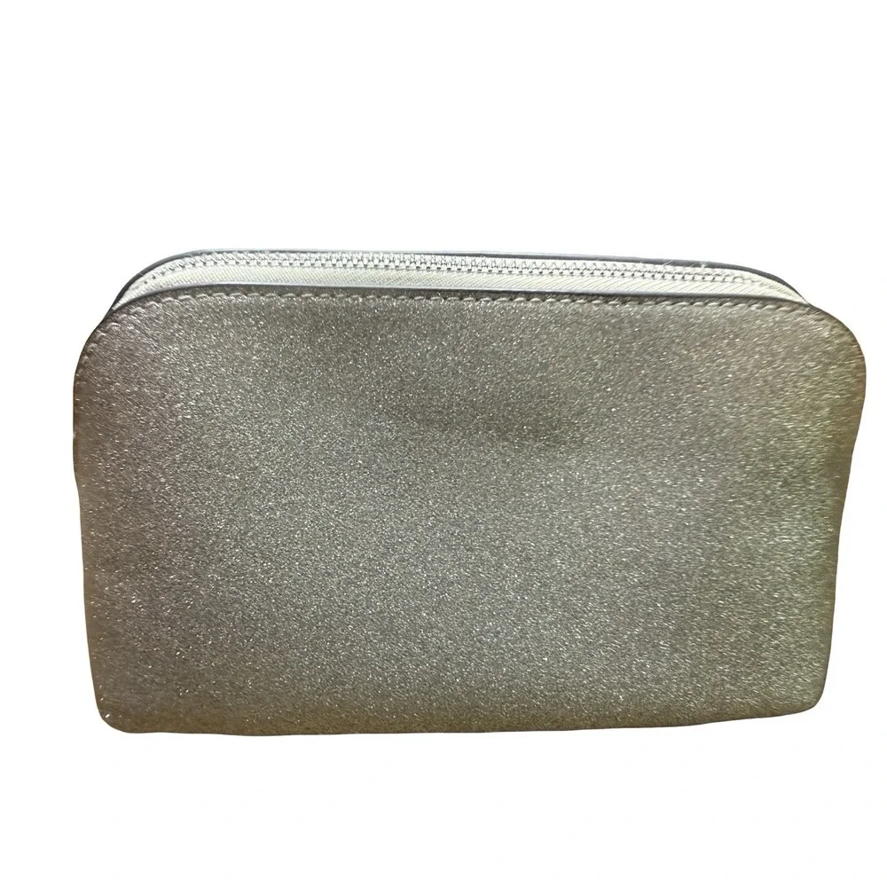 Kate Spade New York Shimmy Glitter‎ silver Frost Make-Up Cosmetic Travel Bag